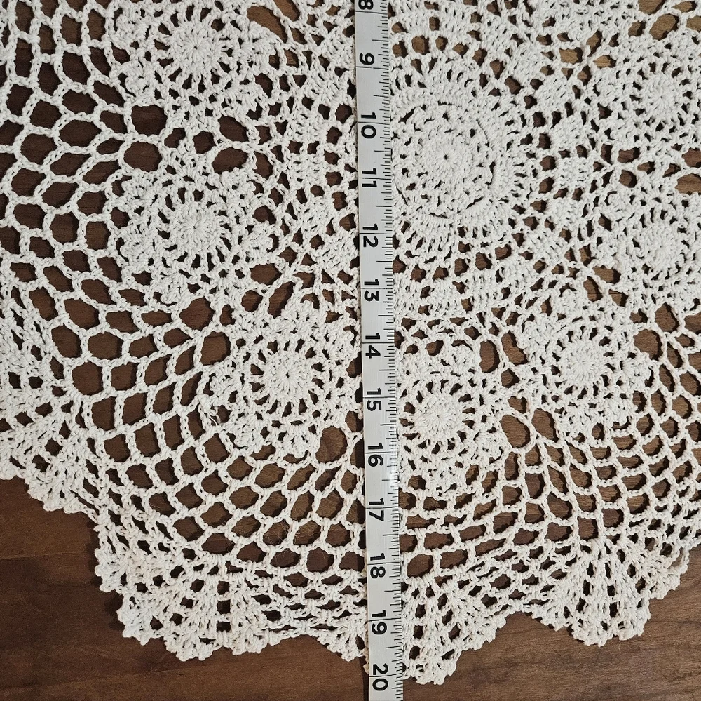 Handmade Crochet Flower Wall Decor Hancrafted Doily Retro Round White Placemat